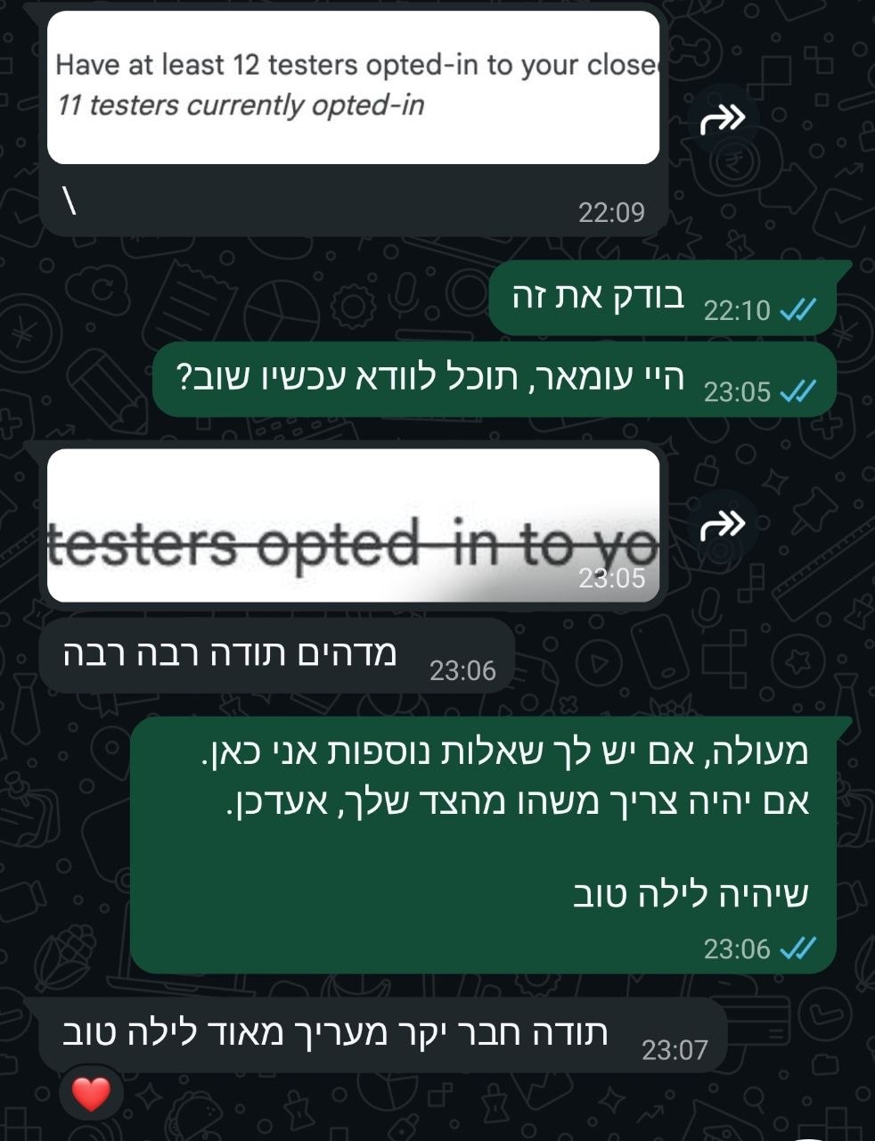 המלצת לקוח אחרי השלמת בודקים בבדיקה סגורה